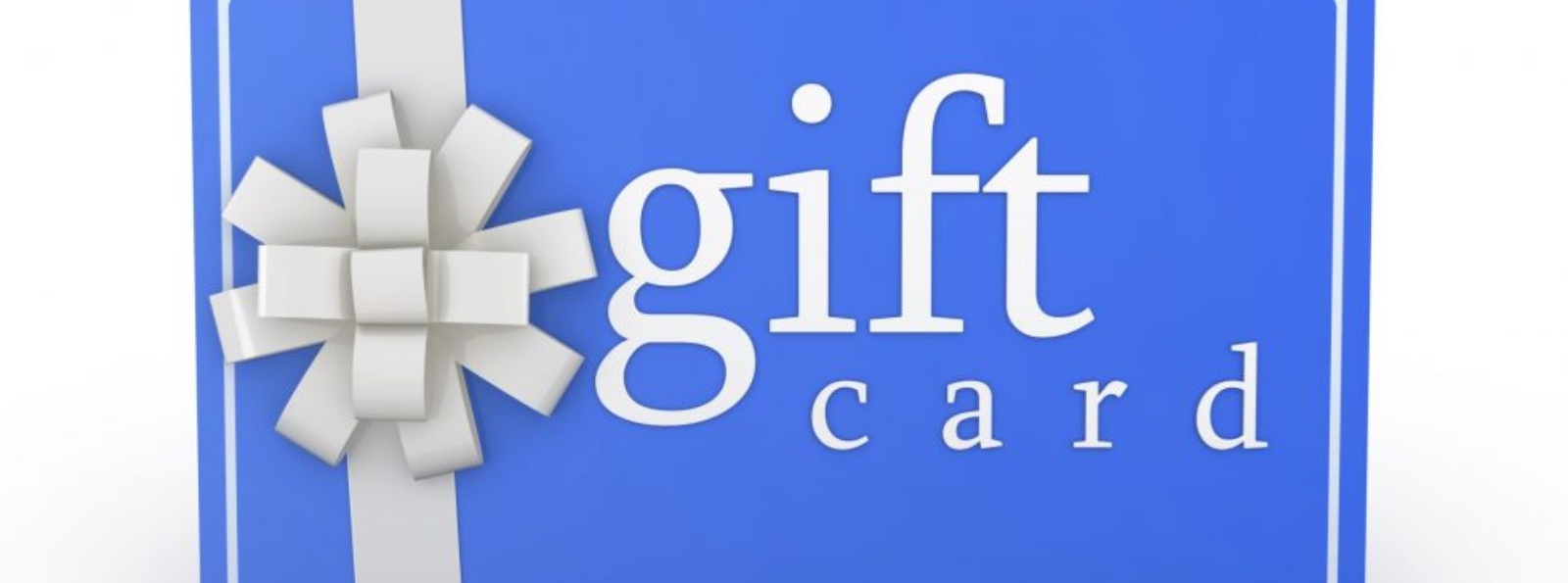 blue card with white text gift card