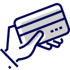 Hand holding credit card icon